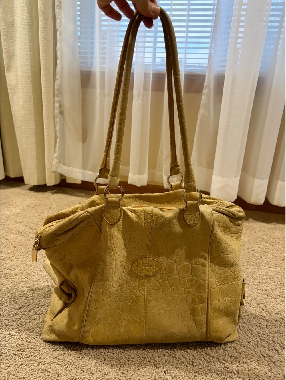 Tangaroa Venezia Terrida yellow croc-embossed leather travel shoulder bag